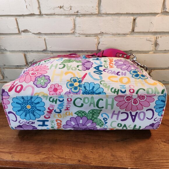 Like New Coach Floral Nylon Diaper Bag Crossbody Purse Xl - Picture 8 of 14